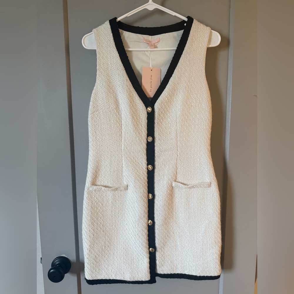 NWT BeBop Tweed Dress white and black